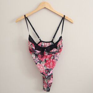 Vintage E. Bole Floral Mesh Lace Teddy/Bodysuit